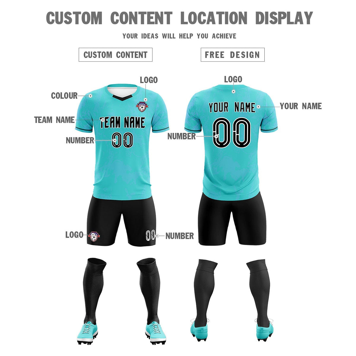 Custom Sky Blue Classic Graffiti Pattern Sportswear Football Kit Jersey
