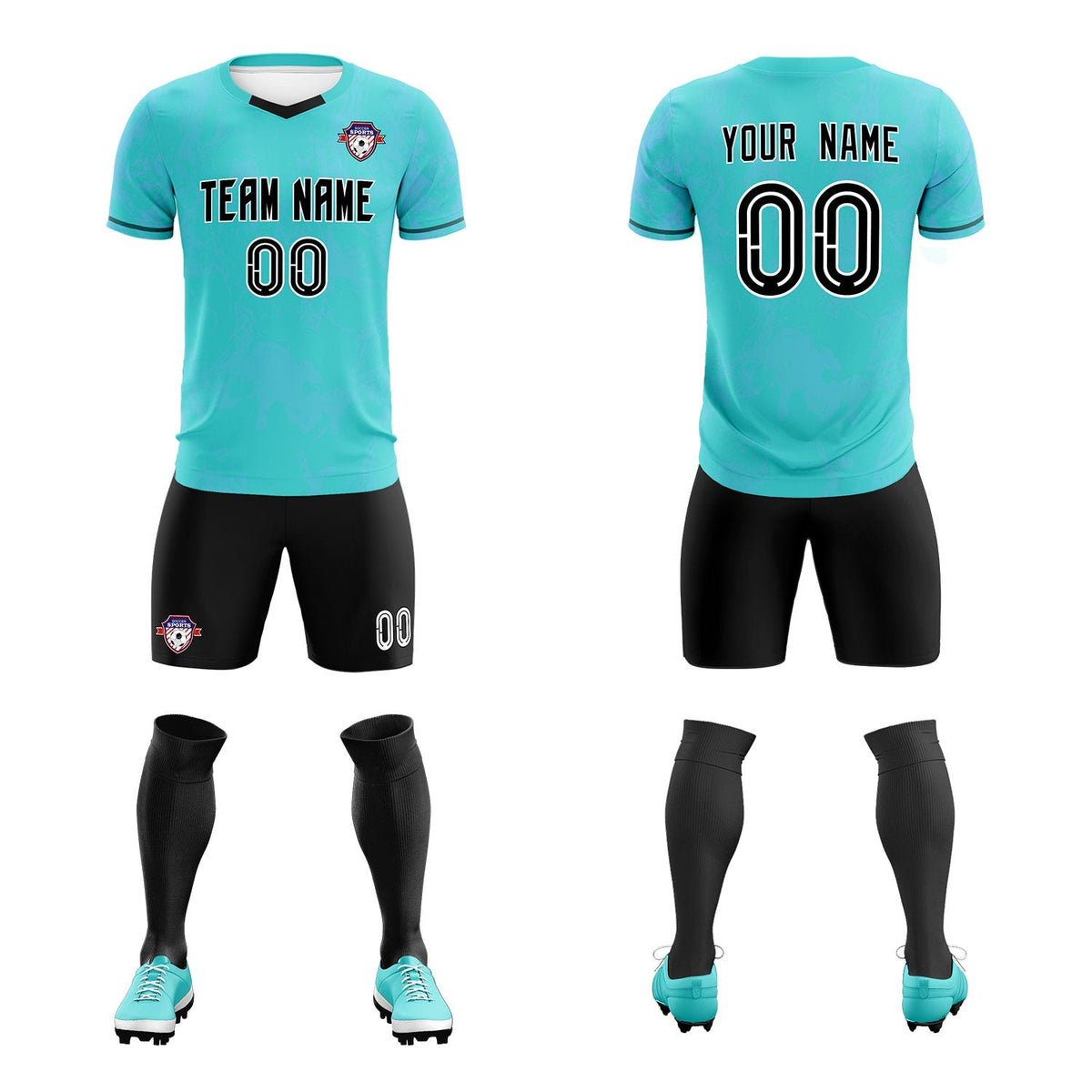 Custom Sky Blue Classic Graffiti Pattern Sportswear Football Kit Jersey