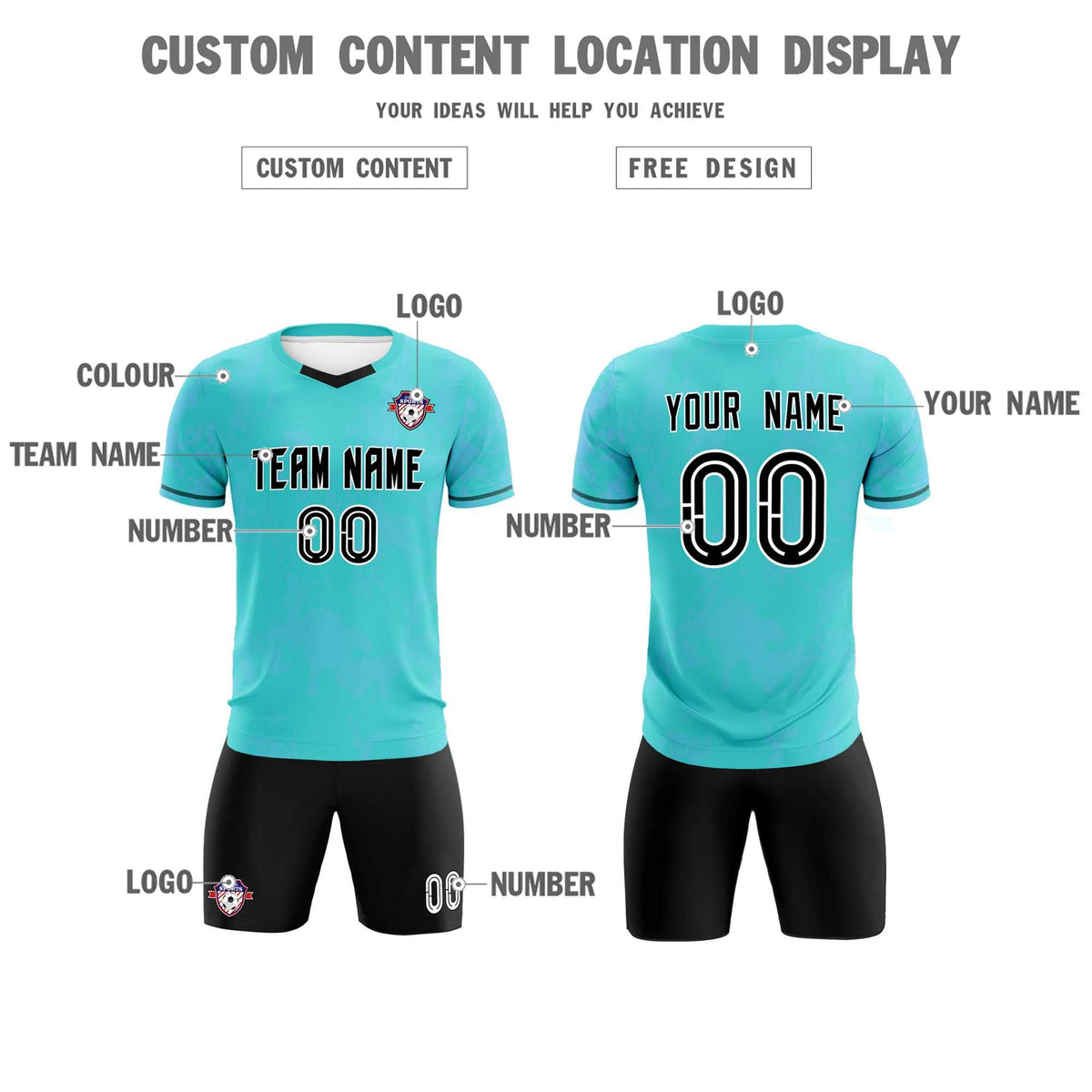 Custom Sky Blue Classic Graffiti Pattern Sportswear Football Kit Jersey