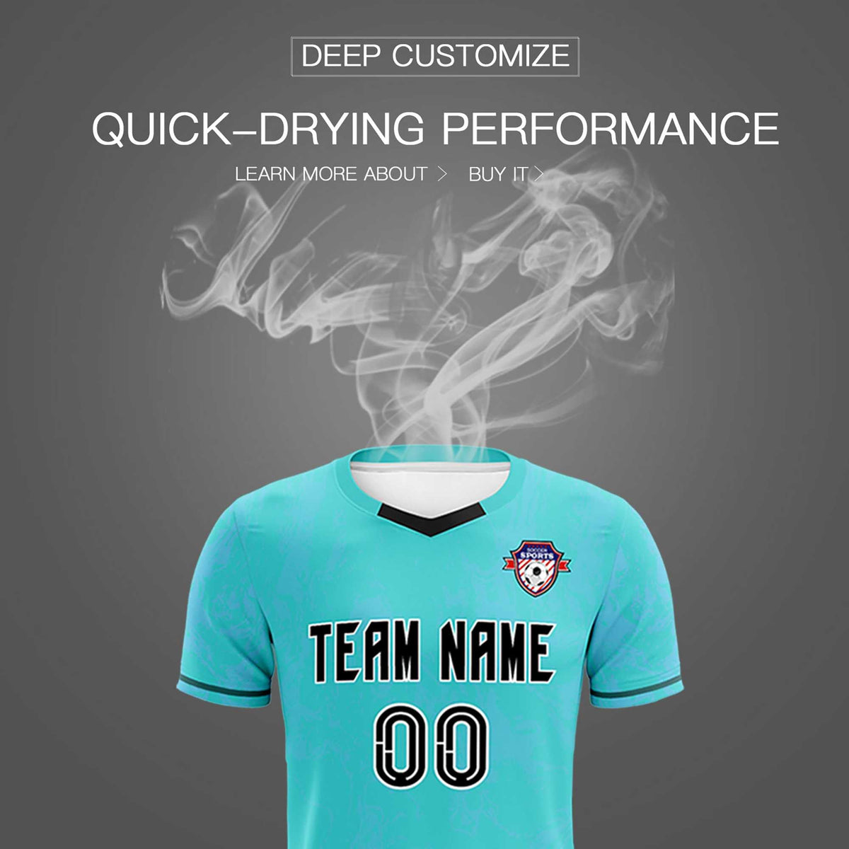 Custom Sky Blue Classic Graffiti Pattern Sportswear Football Kit Jersey