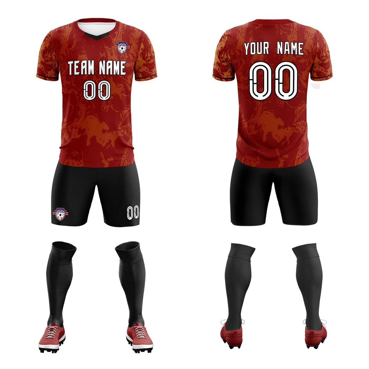 Custom Crimson Classic Graffiti Pattern Sportswear Football Kit Jersey