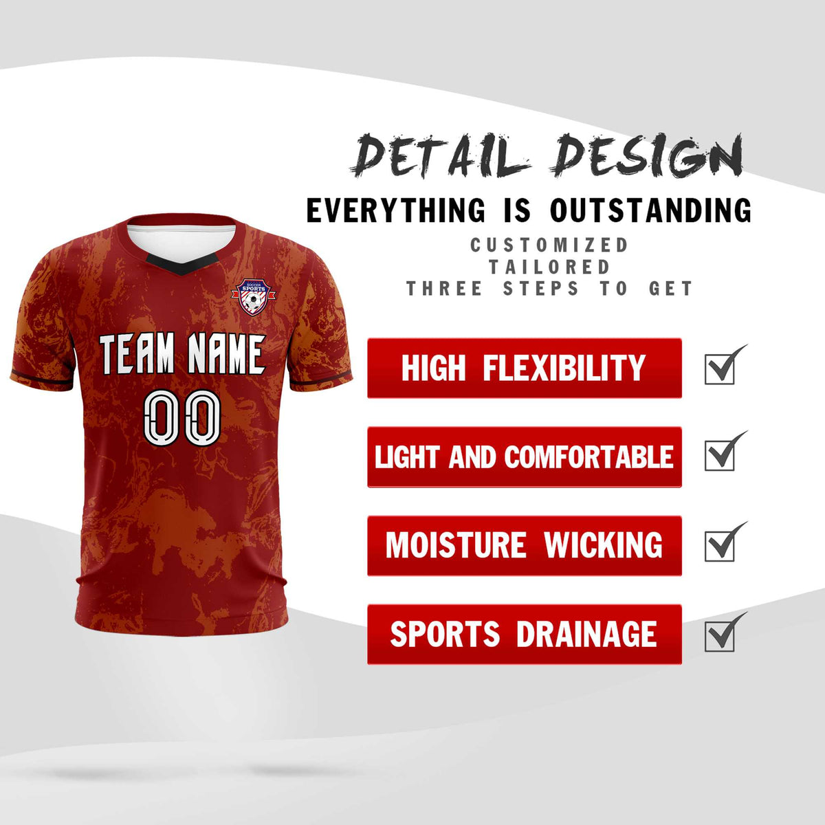 Custom Crimson Classic Graffiti Pattern Sportswear Football Kit Jersey