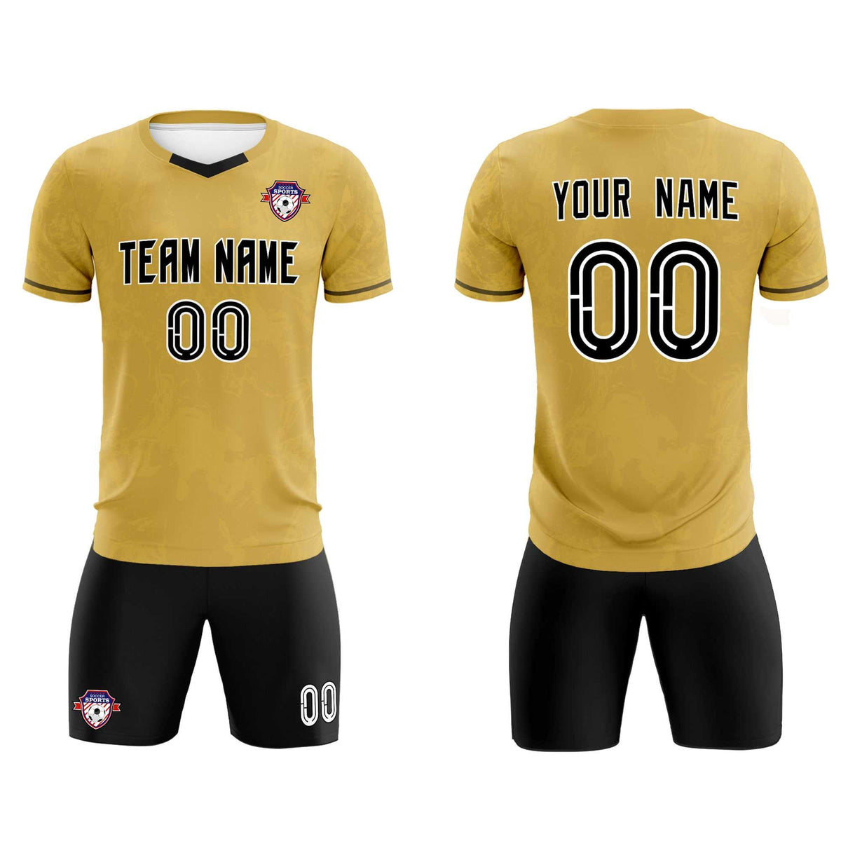 Custom Old Gold Classic Graffiti Pattern Sportswear Football Kit Jersey