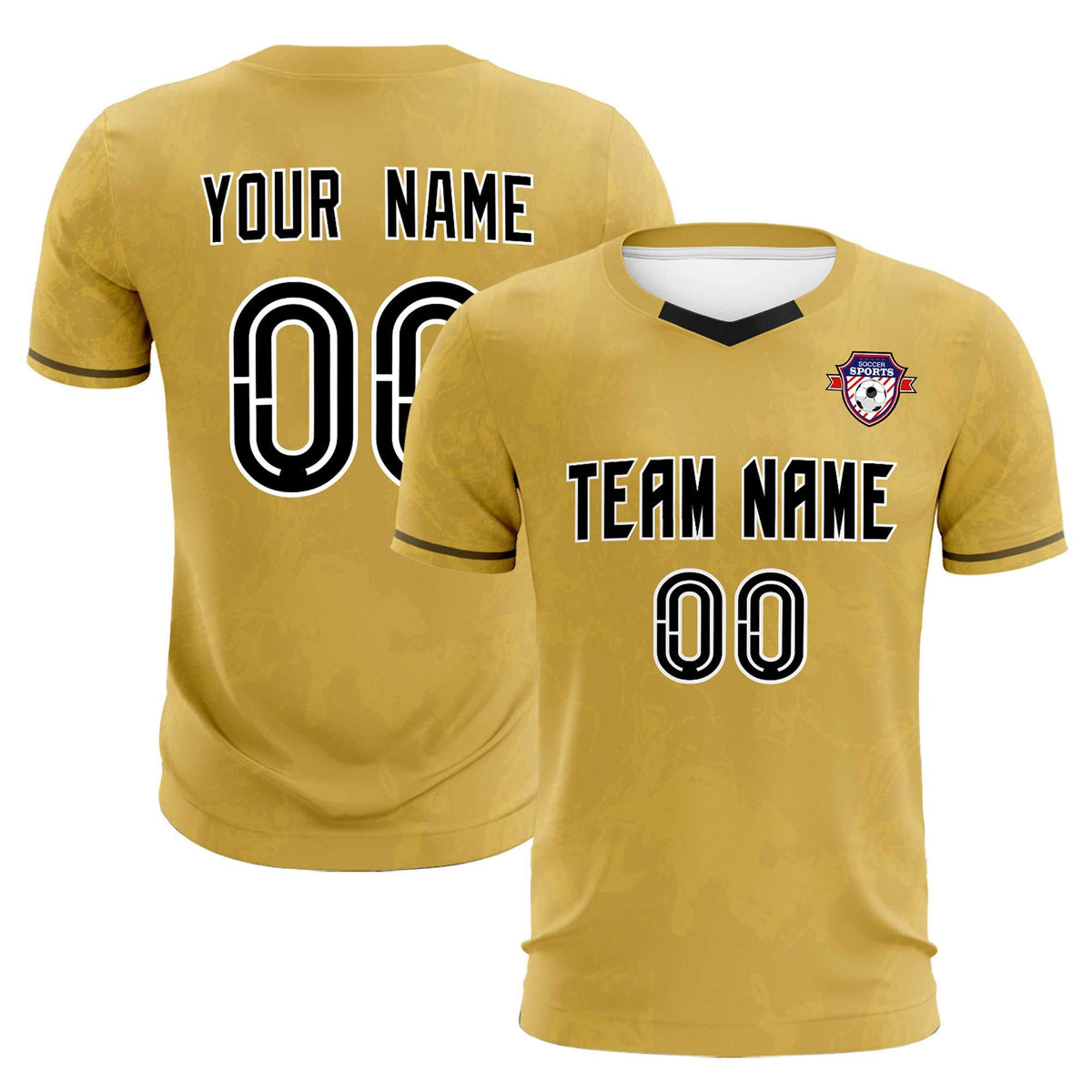 Custom Old Gold Classic Graffiti Pattern Sportswear Football Kit Jersey