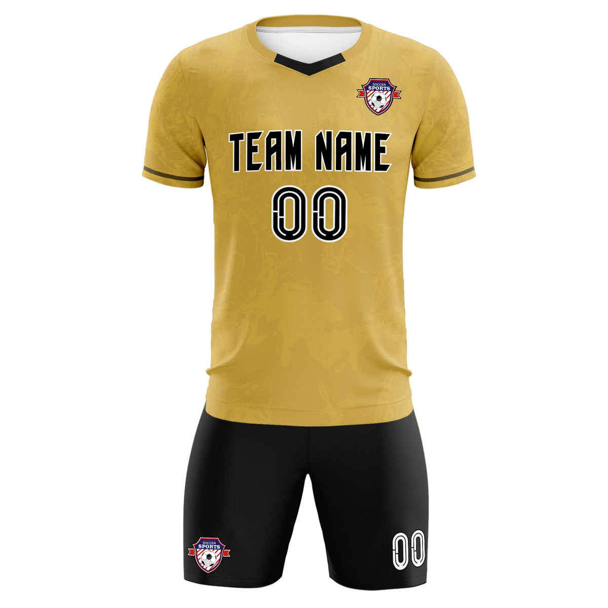 Custom Old Gold Classic Graffiti Pattern Sportswear Football Kit Jersey
