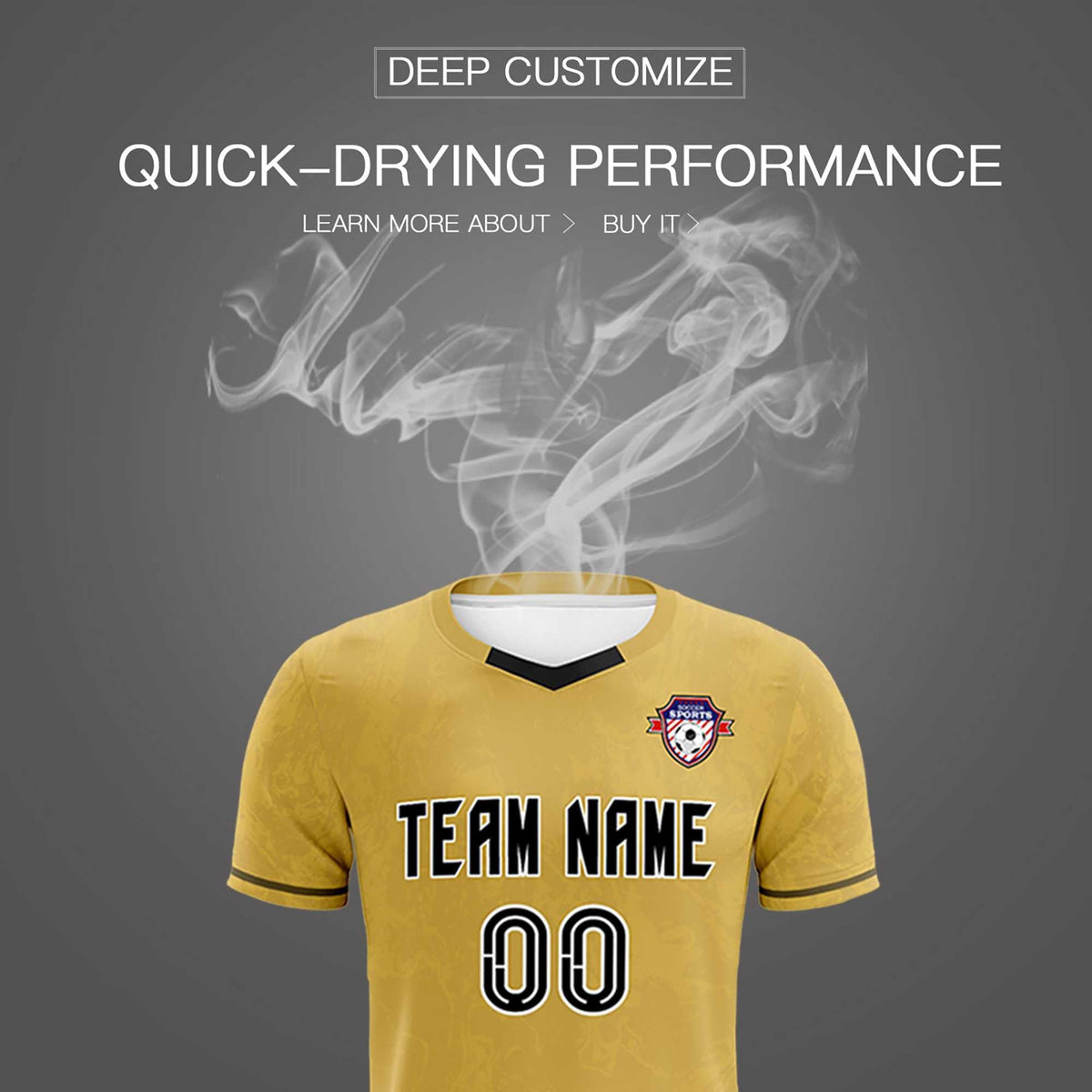 Custom Old Gold Classic Graffiti Pattern Sportswear Football Kit Jersey