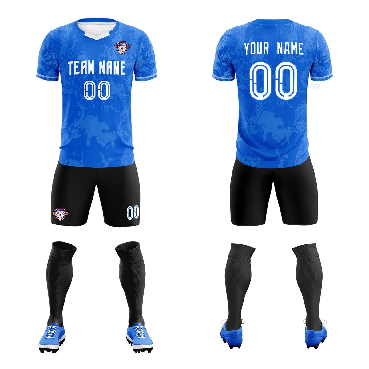 Custom Royal Classic Graffiti Pattern Sportswear Football Kit Jersey