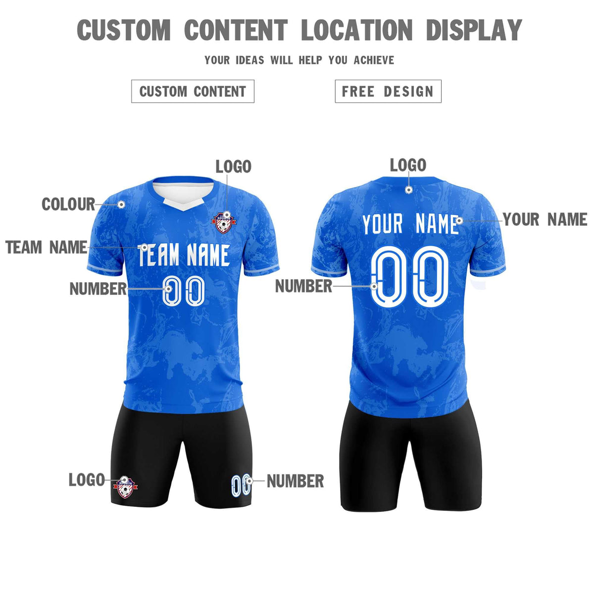 Custom Royal Classic Graffiti Pattern Sportswear Football Kit Jersey