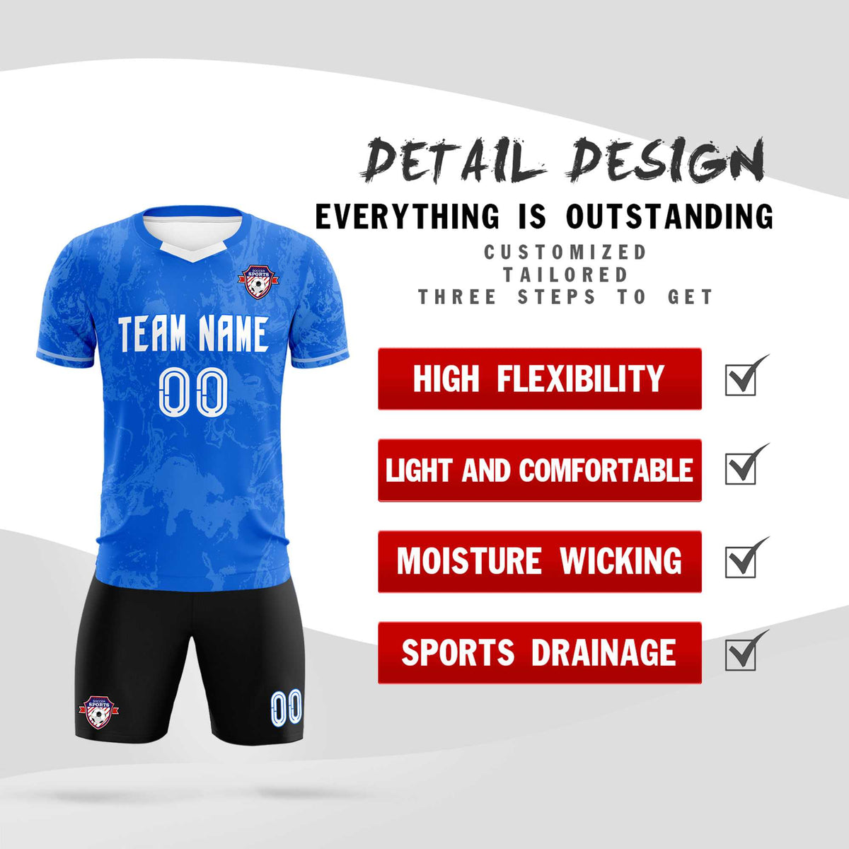 Custom Royal Classic Graffiti Pattern Sportswear Football Kit Jersey