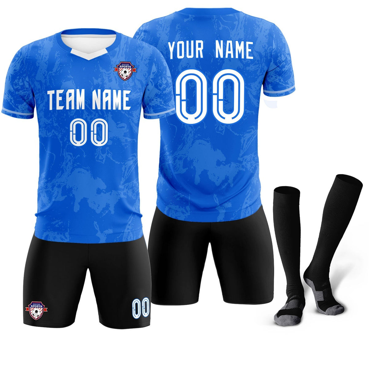 Custom Royal Classic Graffiti Pattern Sportswear Football Kit Jersey