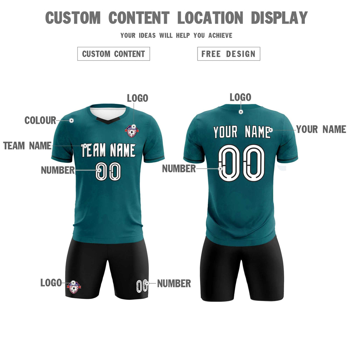 Custom Midnight Green Classic Graffiti Pattern Sportswear Football Kit Jersey
