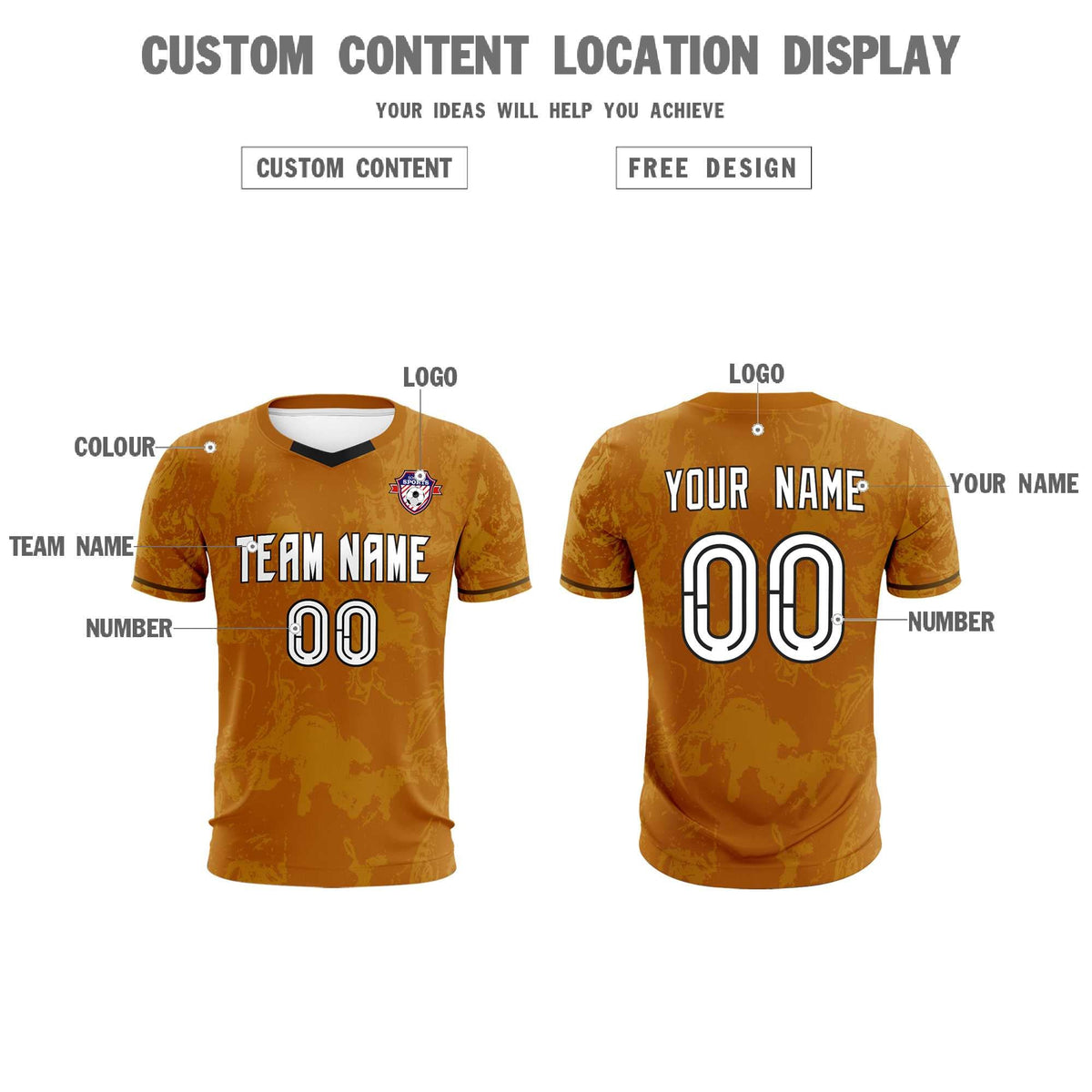 Custom Khaki Classic Graffiti Pattern Sportswear Football Kit Jersey