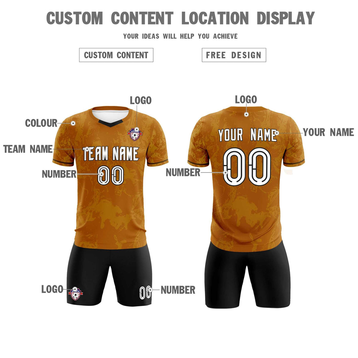 Custom Khaki Classic Graffiti Pattern Sportswear Football Kit Jersey