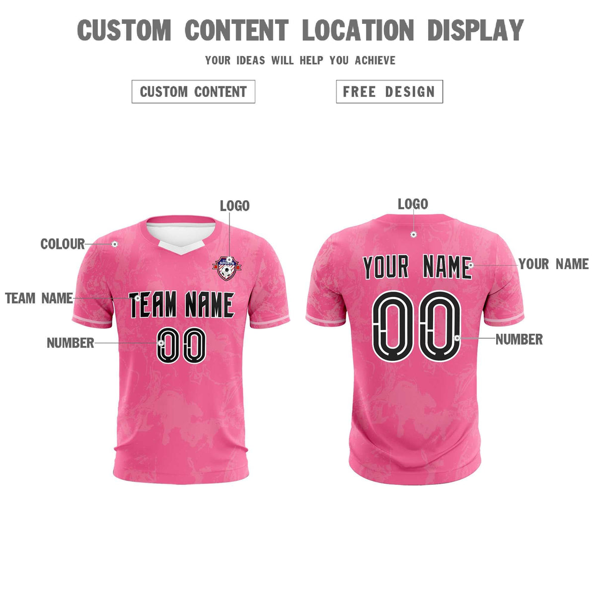 Custom Pink Classic Graffiti Pattern Sportswear Football Kit Jersey
