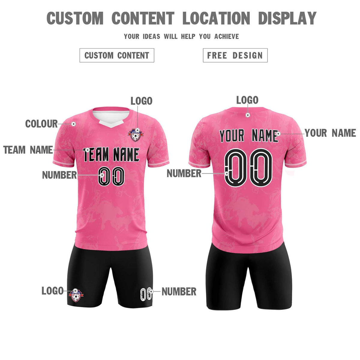 Custom Pink Classic Graffiti Pattern Sportswear Football Kit Jersey