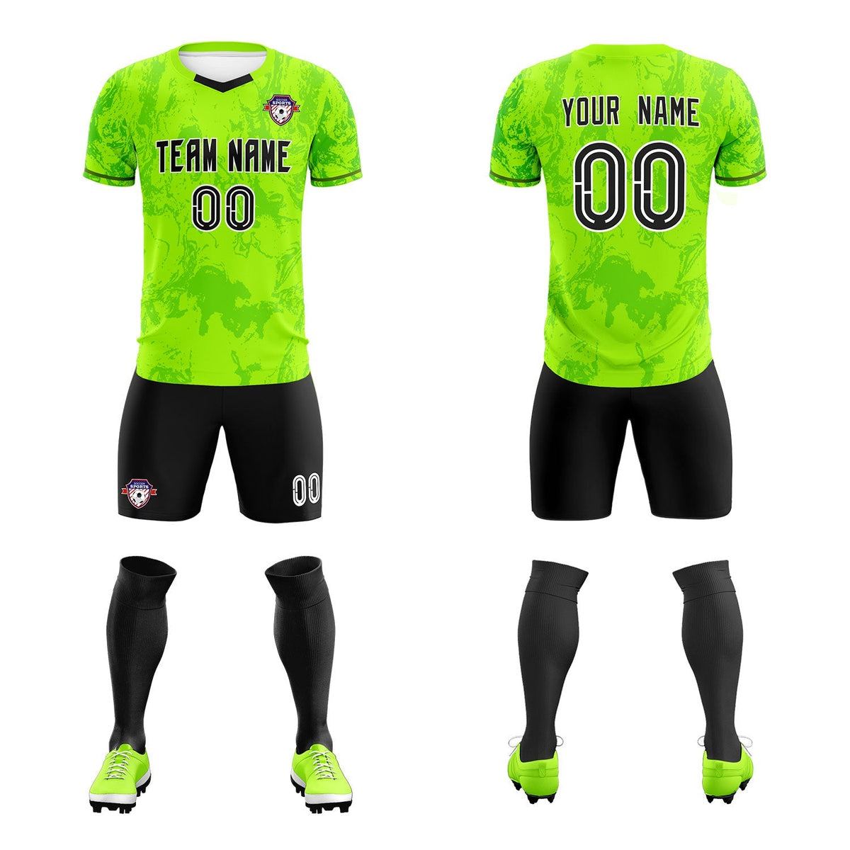 Custom Kelly Green Classic Graffiti Pattern Sportswear Football Kit Jersey