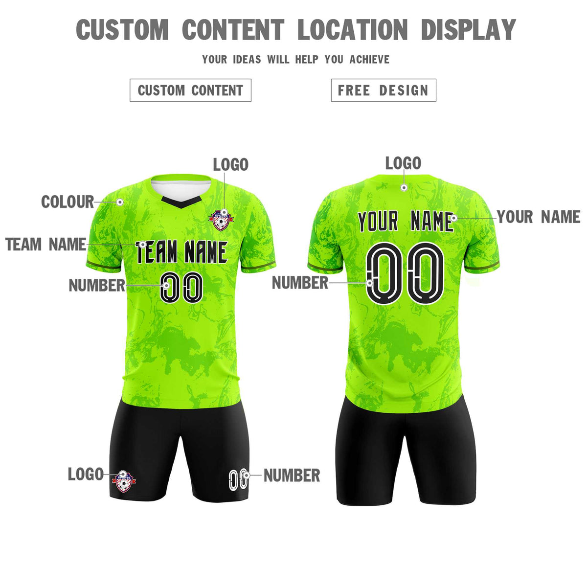 Custom Kelly Green Classic Graffiti Pattern Sportswear Football Kit Jersey