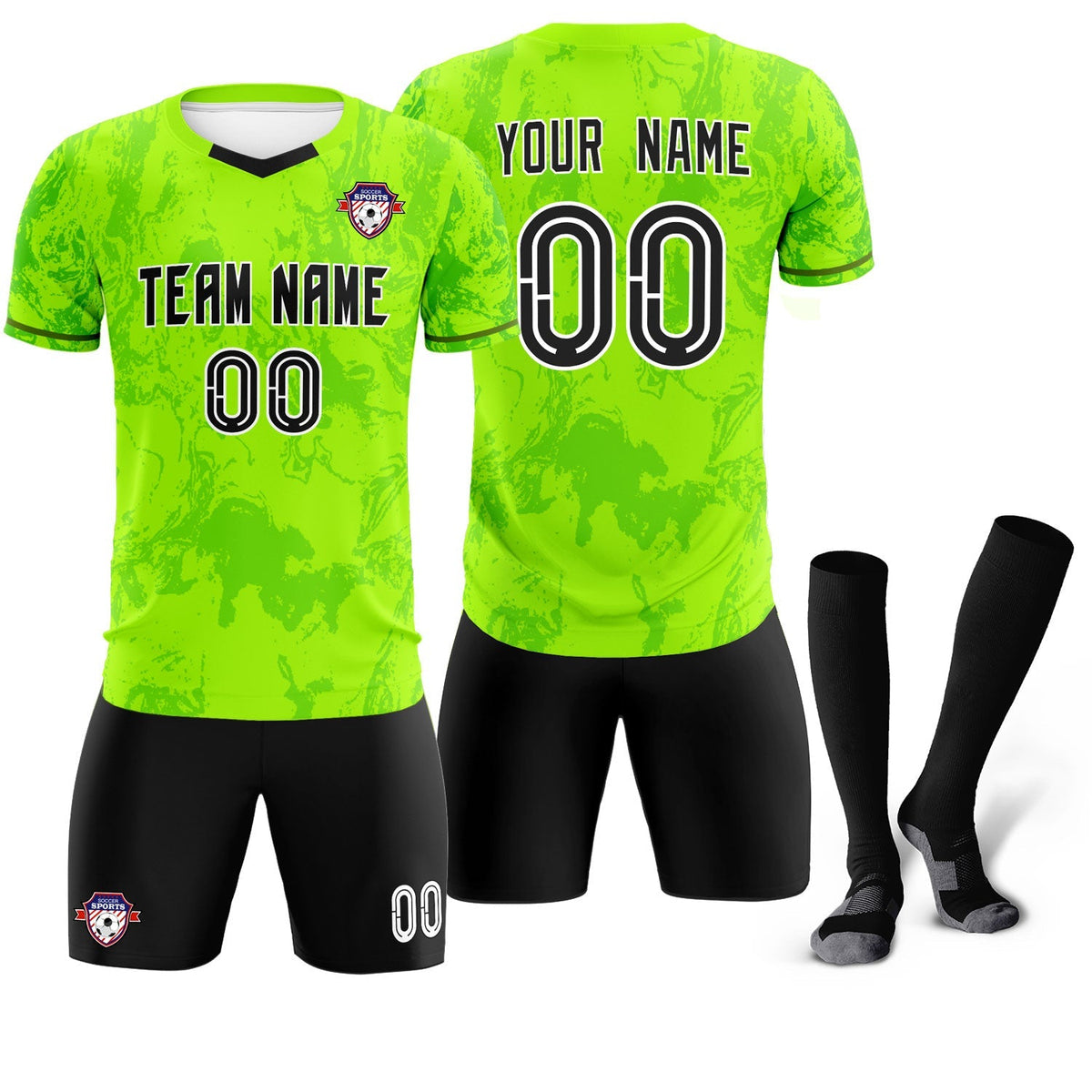 Custom Kelly Green Classic Graffiti Pattern Sportswear Football Kit Jersey