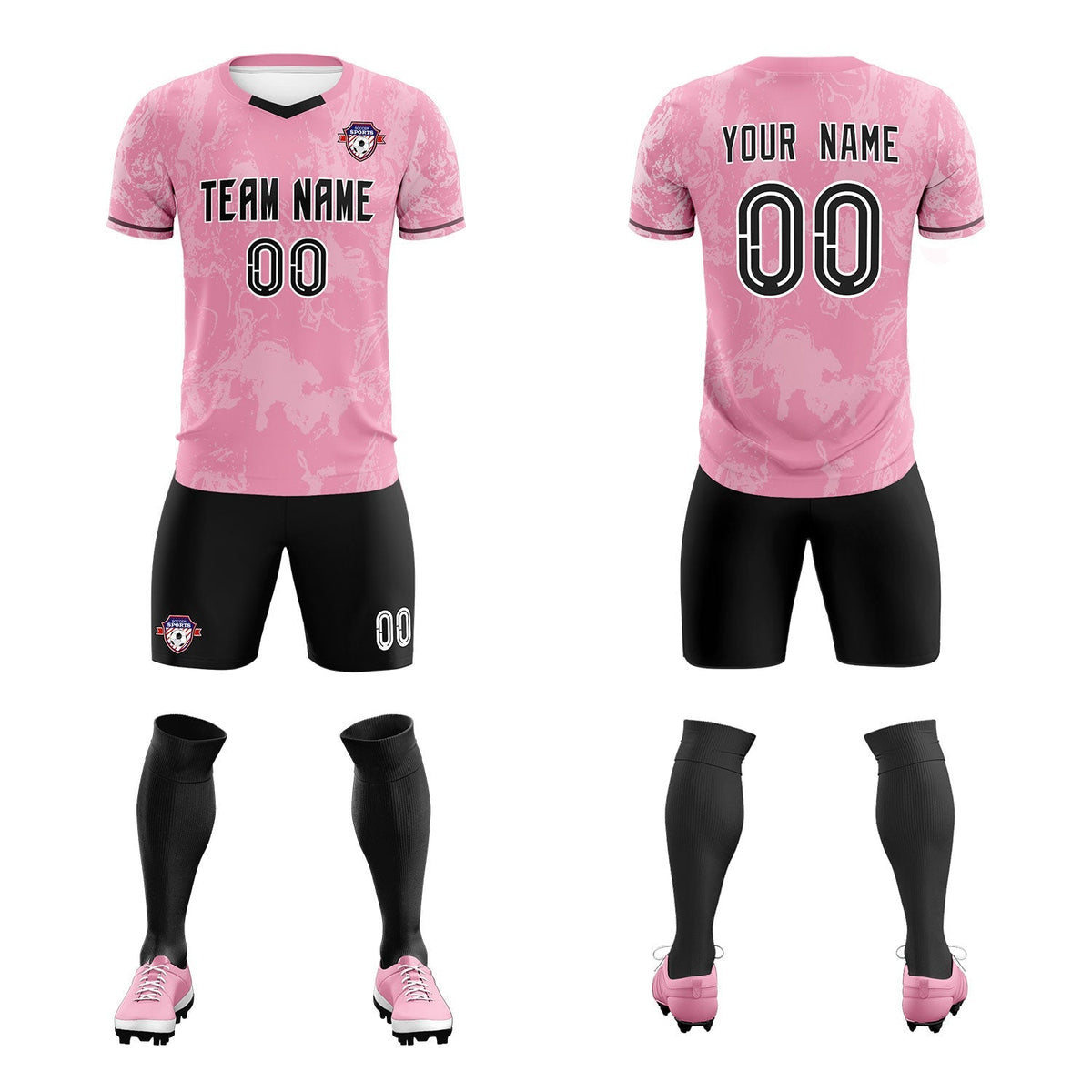 Custom Light Pink Classic Graffiti Pattern Sportswear Football Kit Jersey