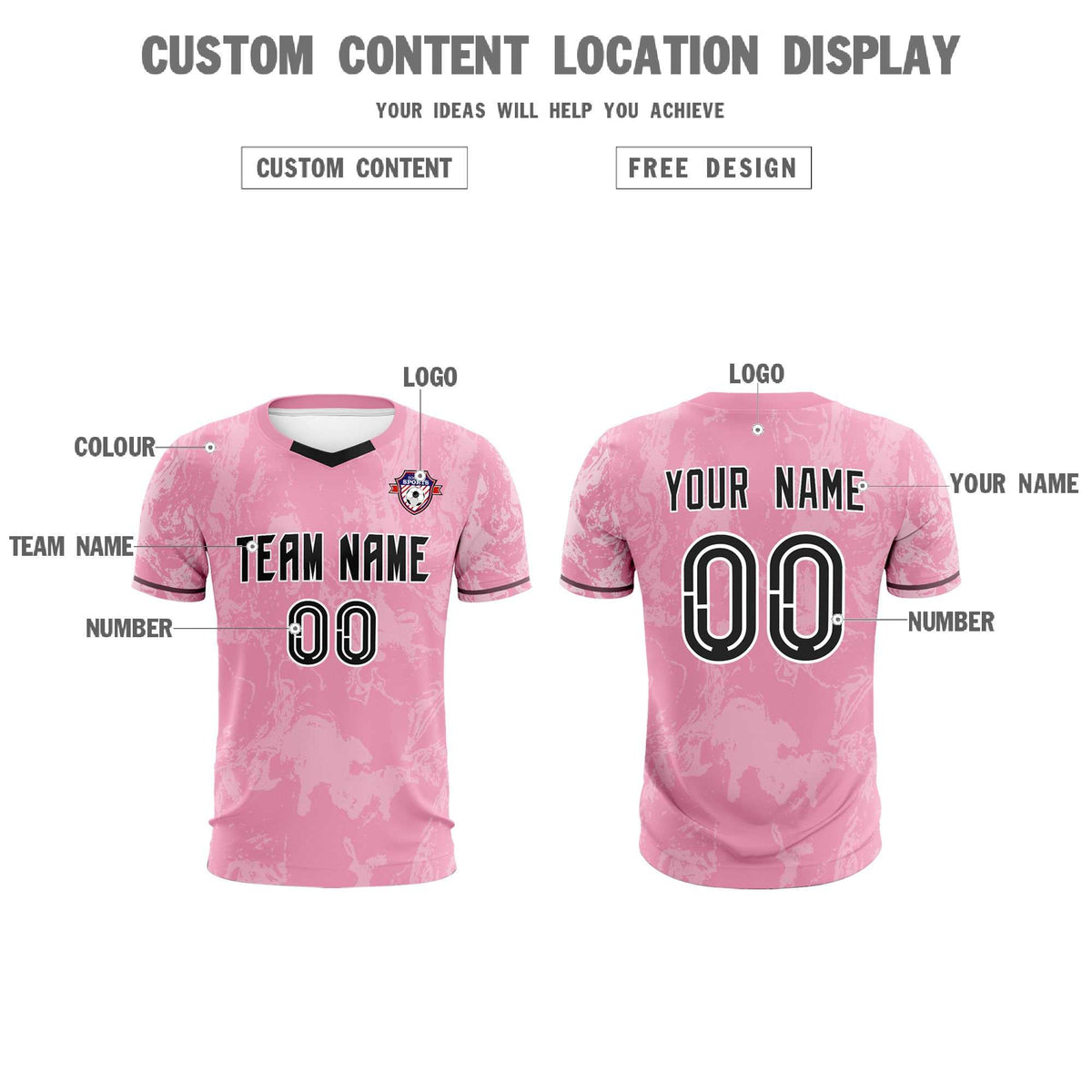 Custom Light Pink Classic Graffiti Pattern Sportswear Football Kit Jersey