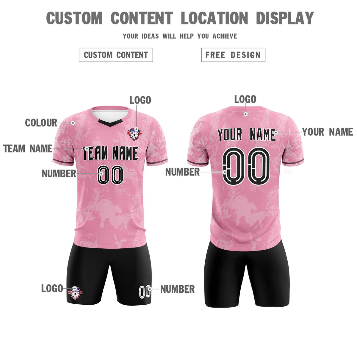 Custom Light Pink Classic Graffiti Pattern Sportswear Football Kit Jersey