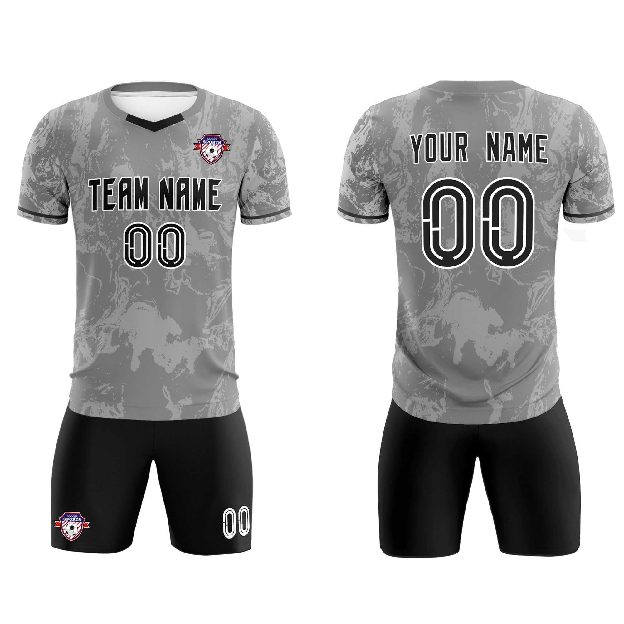 Custom Gray Classic Graffiti Pattern Sportswear Football Kit Jersey