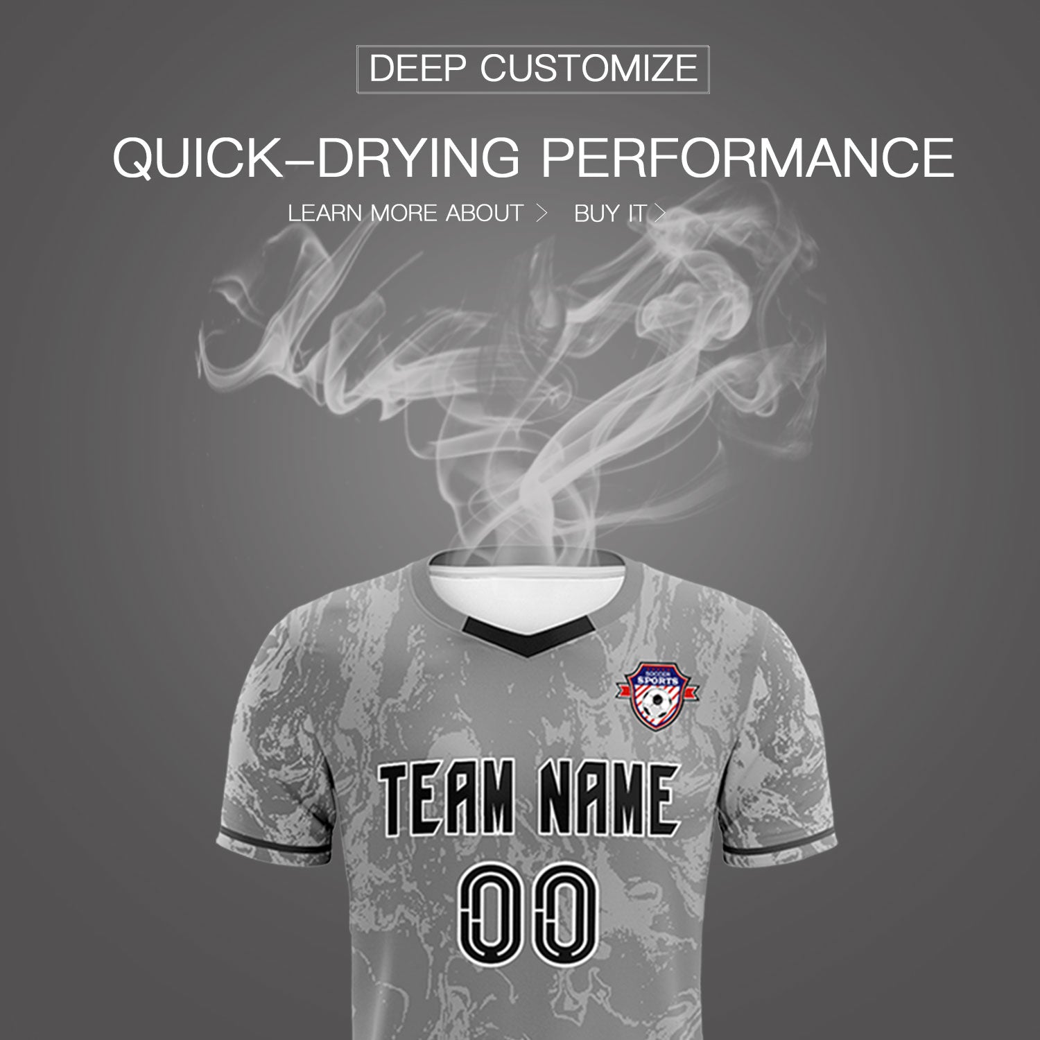 Custom Gray Classic Graffiti Pattern Sportswear Football Kit Jersey