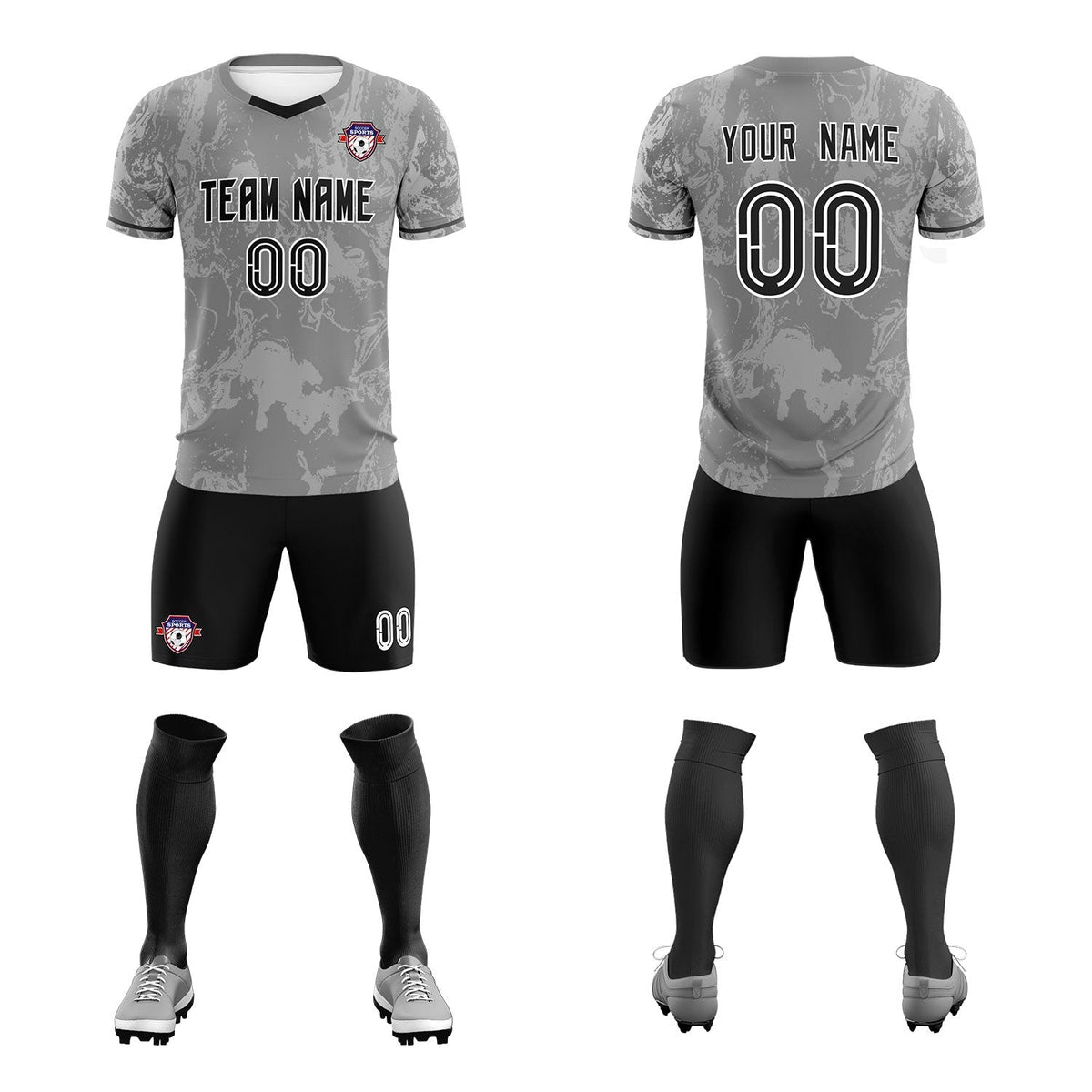 Custom Gray Classic Graffiti Pattern Sportswear Football Kit Jersey