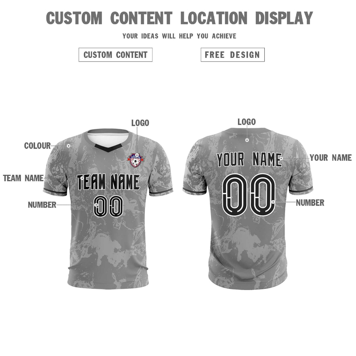 Custom Gray Classic Graffiti Pattern Sportswear Football Kit Jersey