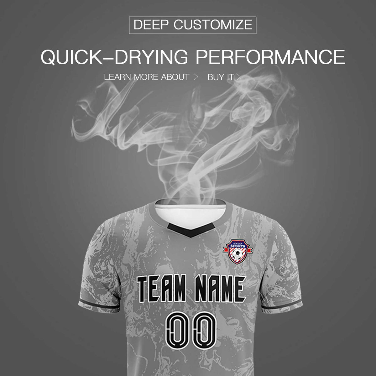 Custom Gray Classic Graffiti Pattern Sportswear Football Kit Jersey