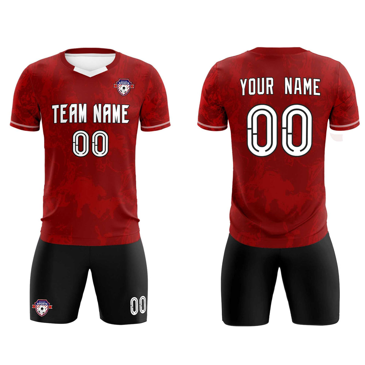 Custom Crimson Classic Graffiti Pattern Sportswear Football Kit Jersey