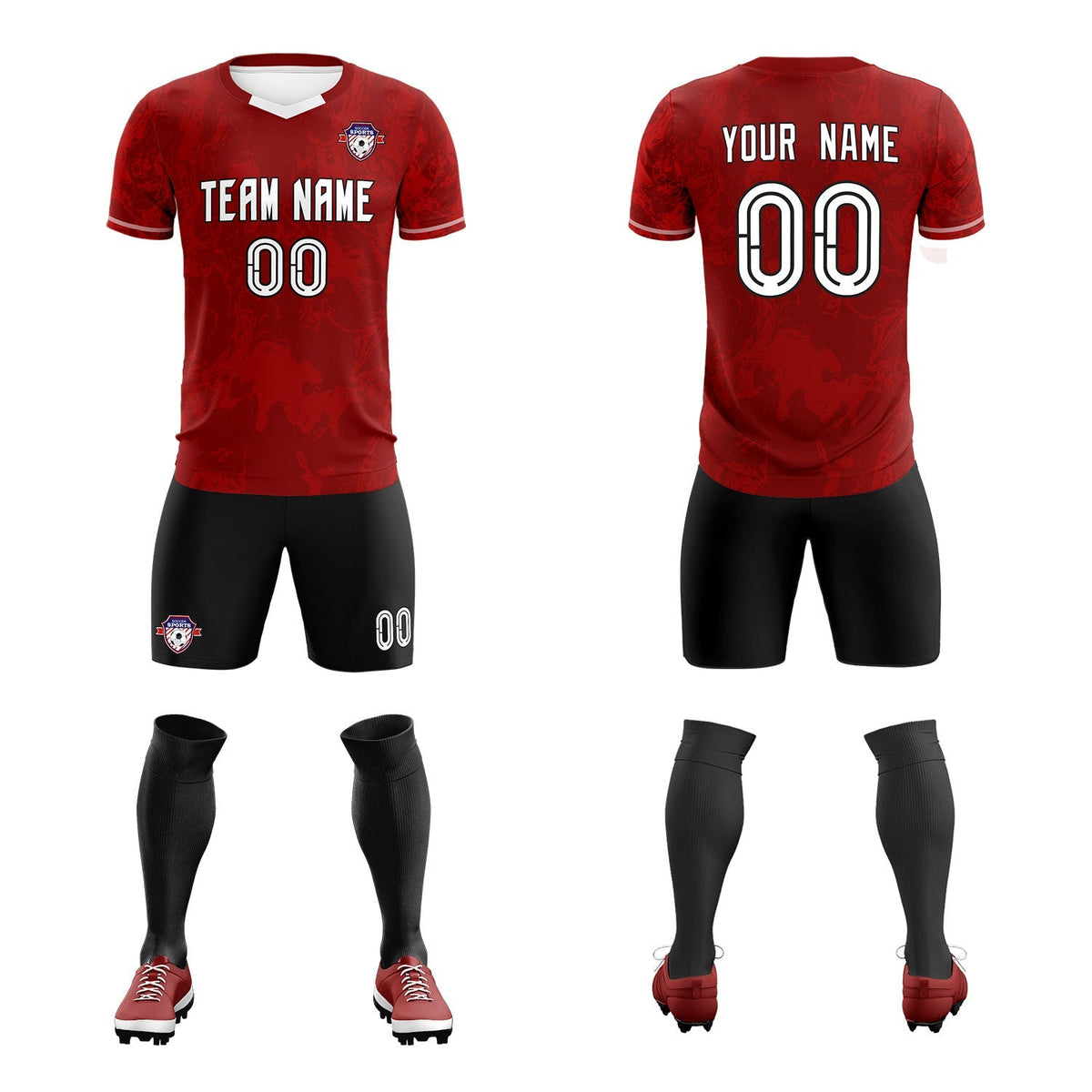 Custom Crimson Classic Graffiti Pattern Sportswear Football Kit Jersey