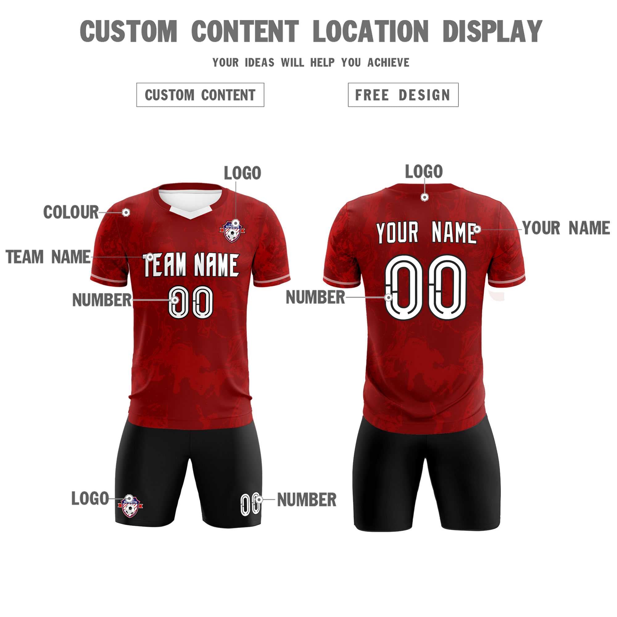 Custom Crimson Classic Graffiti Pattern Sportswear Football Kit Jersey