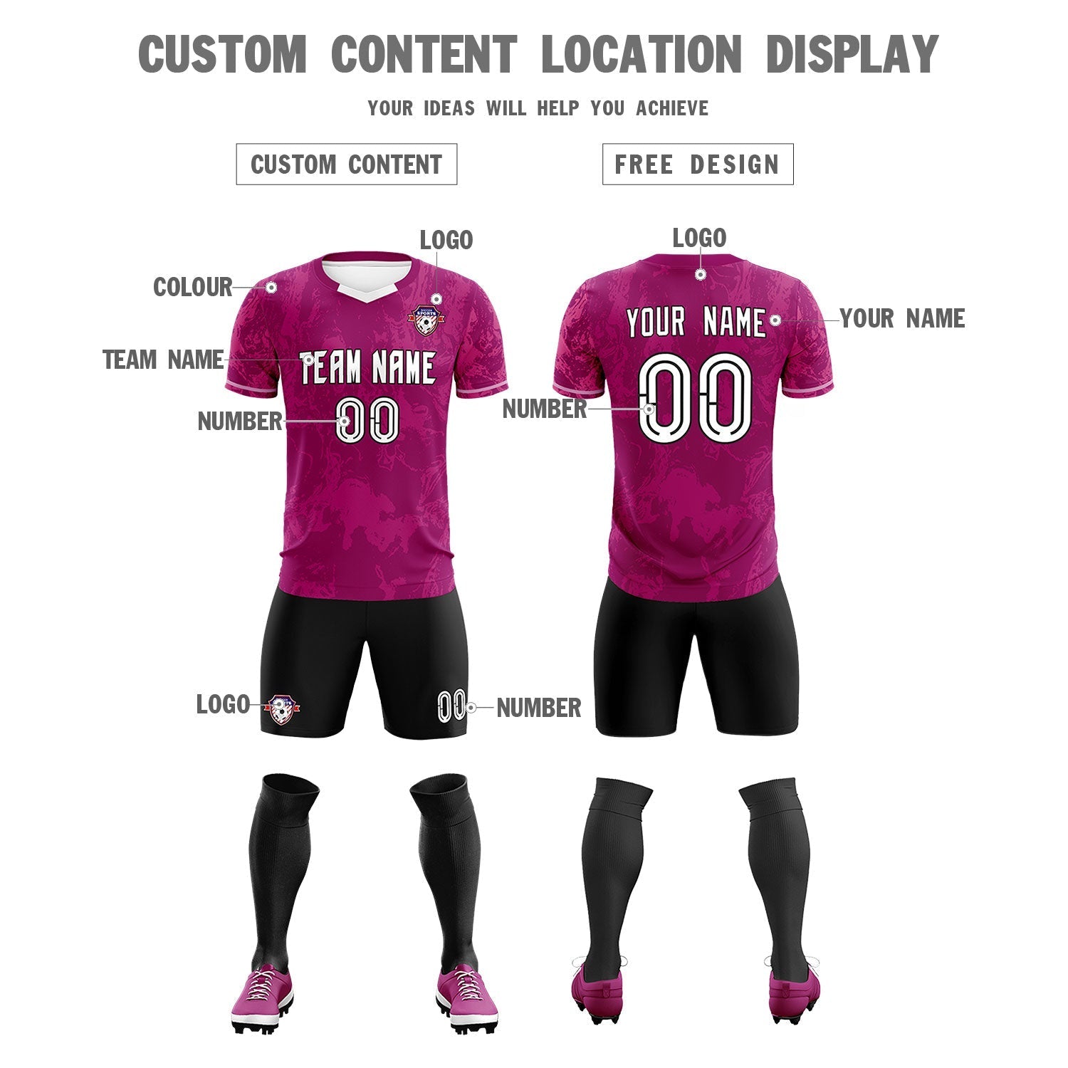Custom Red Classic Graffiti Pattern Sportswear Football Kit Jersey