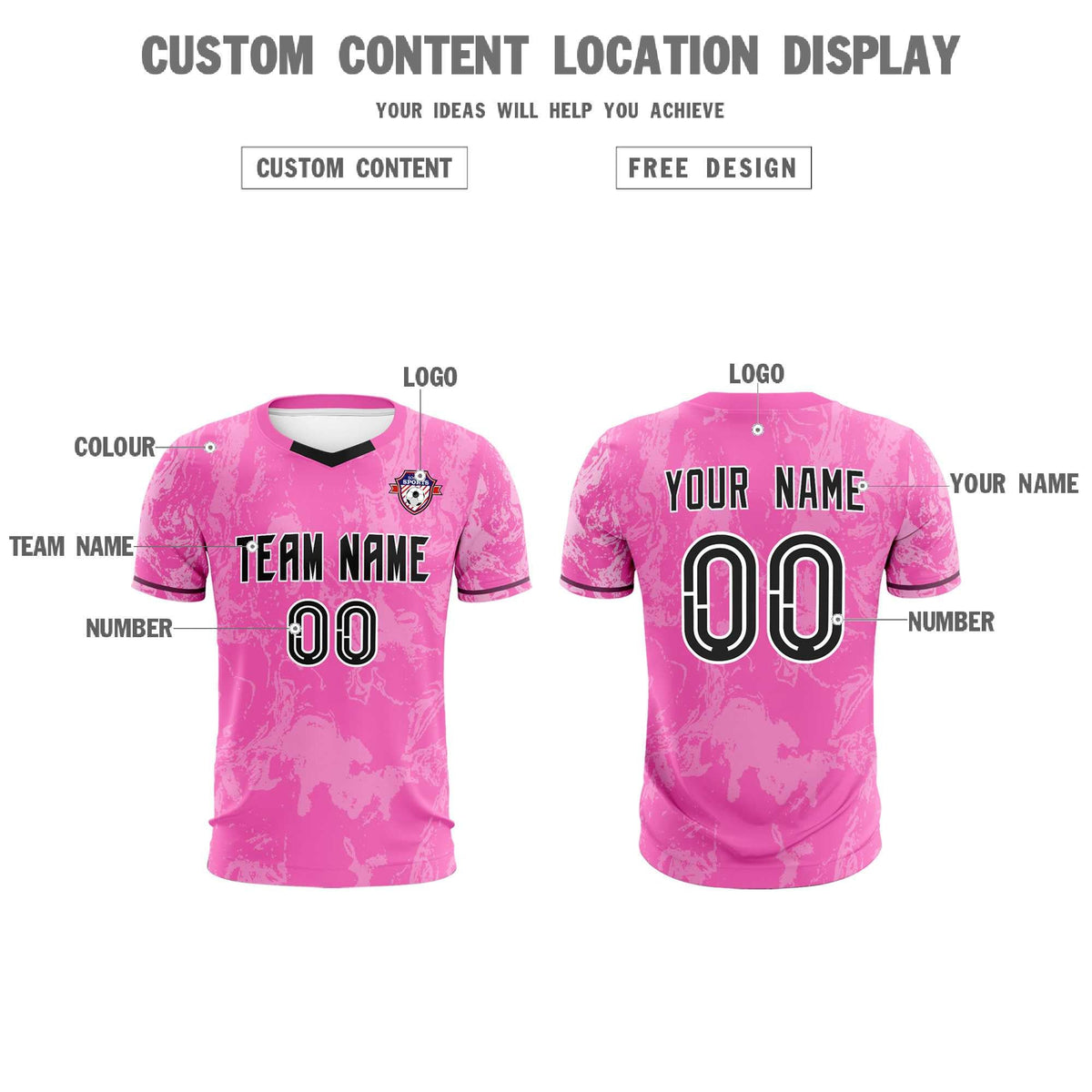 Custom Pink Classic Graffiti Pattern Sportswear Football Kit Jersey