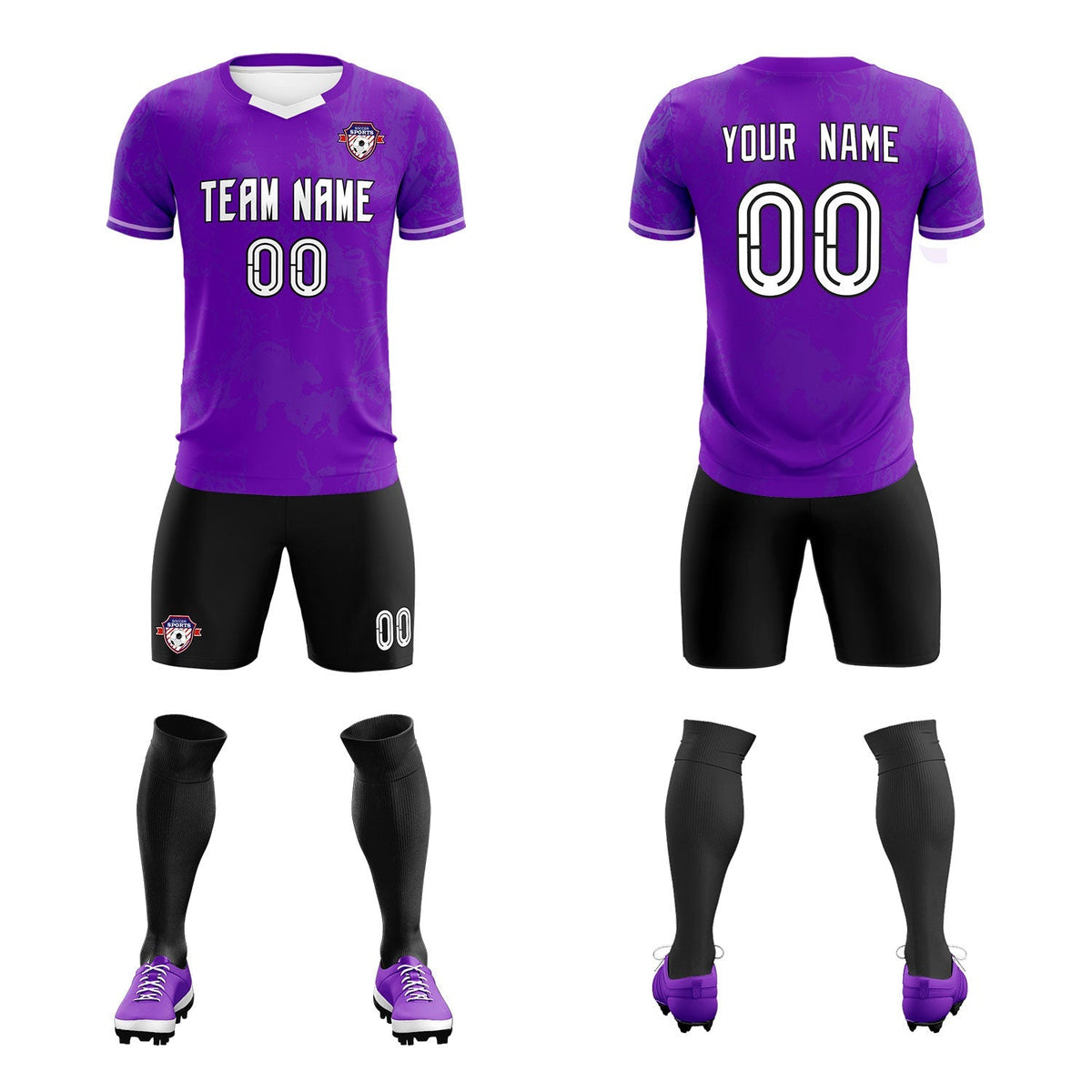 Custom Purple Classic Graffiti Pattern Sportswear Football Kit Jersey