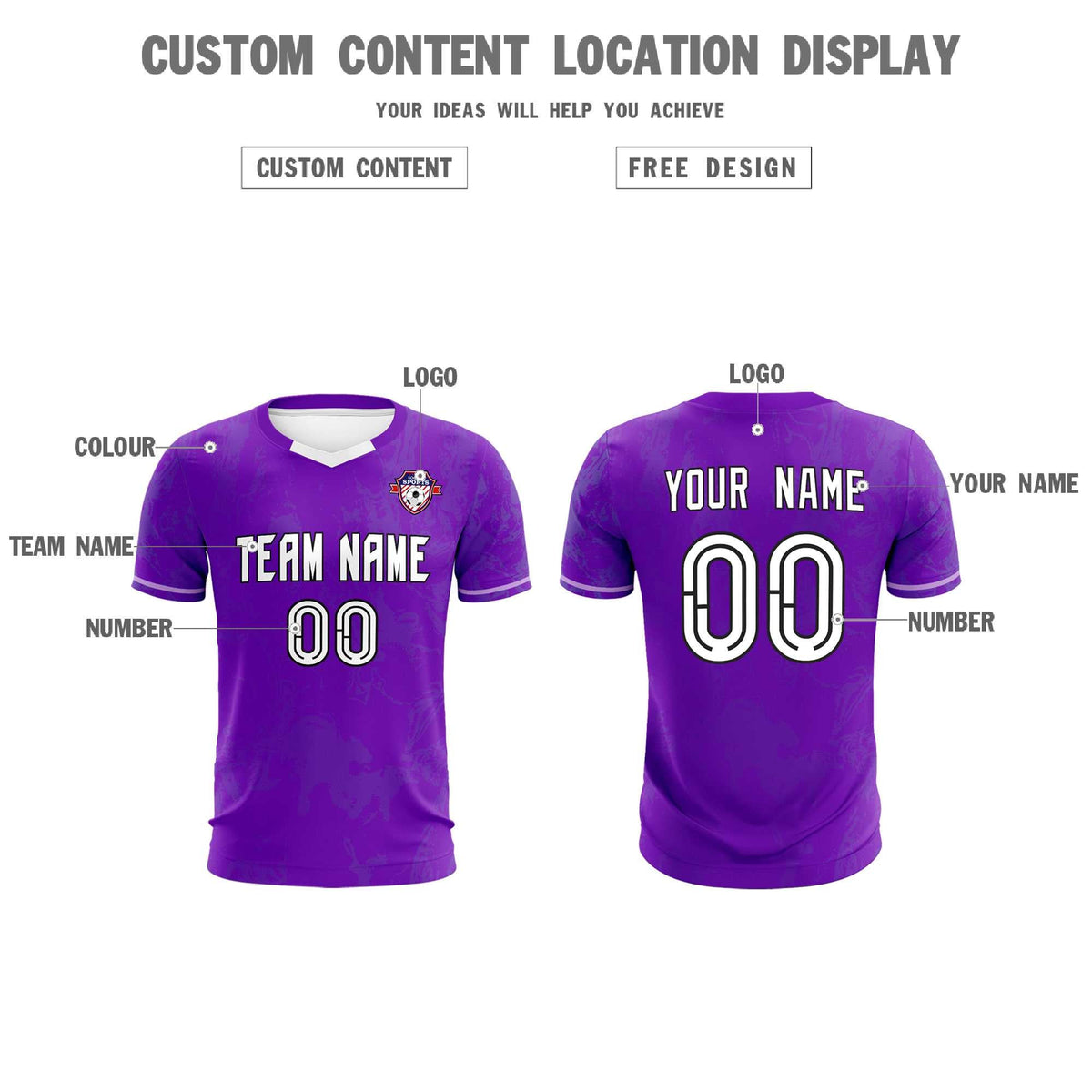 Custom Purple Classic Graffiti Pattern Sportswear Football Kit Jersey