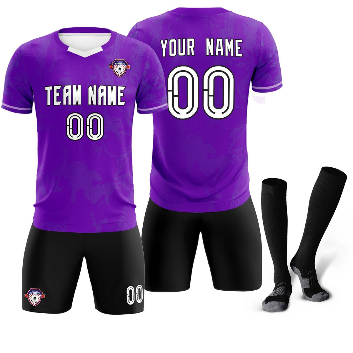 Custom Purple Classic Graffiti Pattern Sportswear Football Kit Jersey