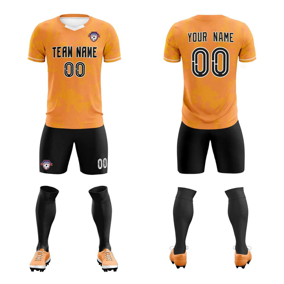 Custom Texas Orange Classic Graffiti Pattern Sportswear Football Kit Jersey