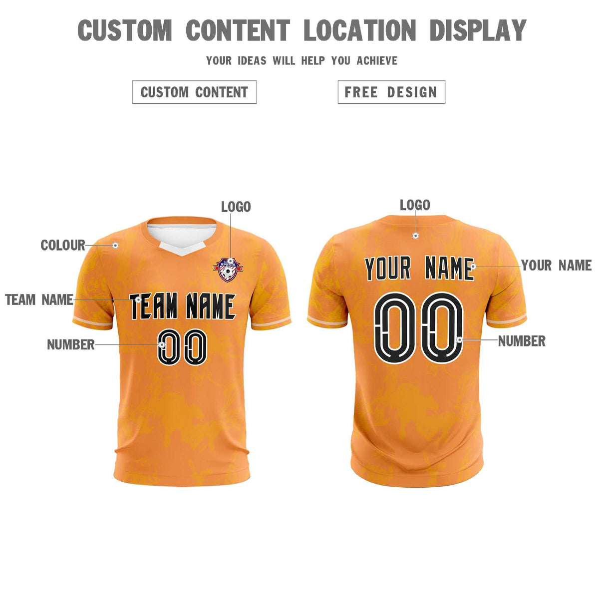 Custom Texas Orange Classic Graffiti Pattern Sportswear Football Kit Jersey