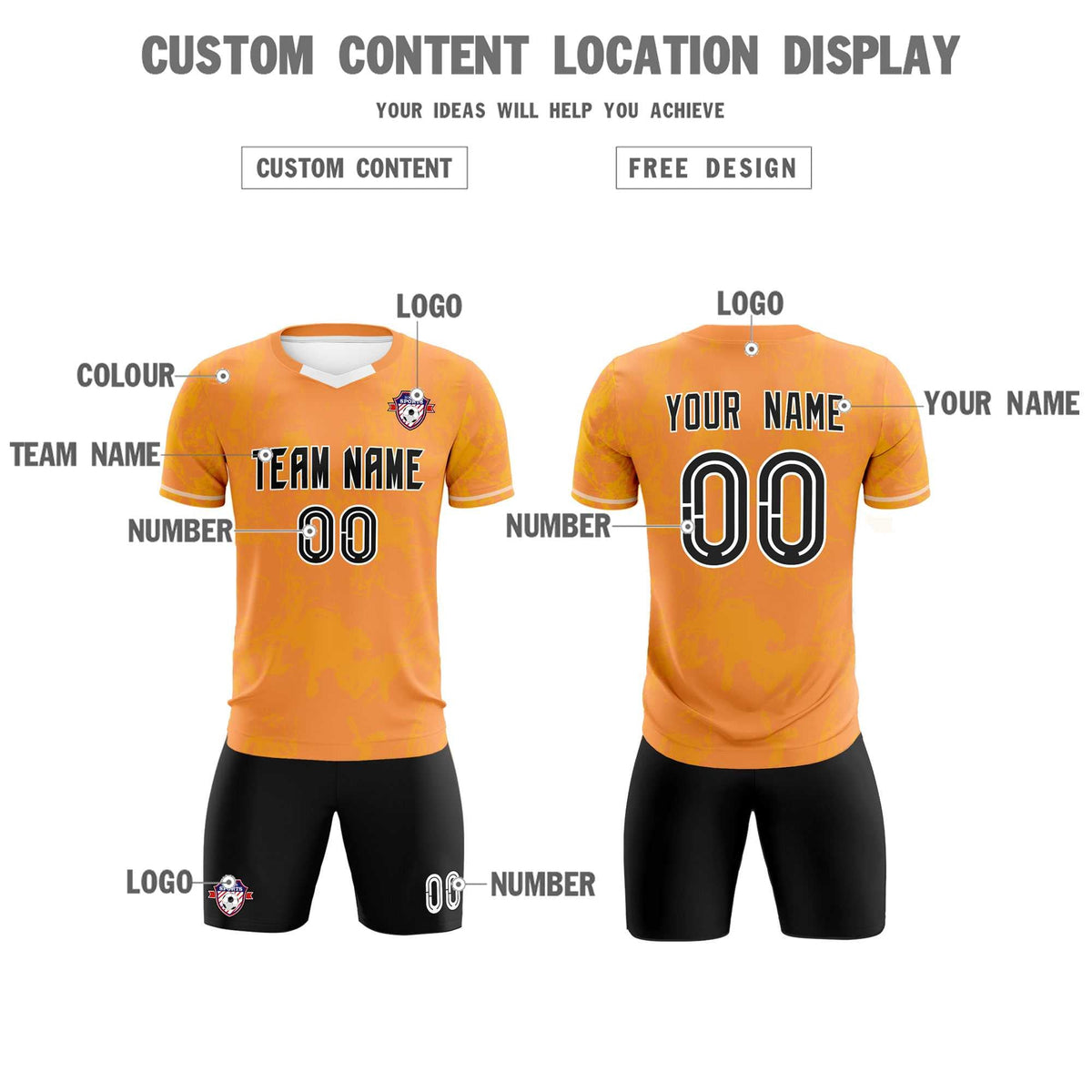 Custom Texas Orange Classic Graffiti Pattern Sportswear Football Kit Jersey