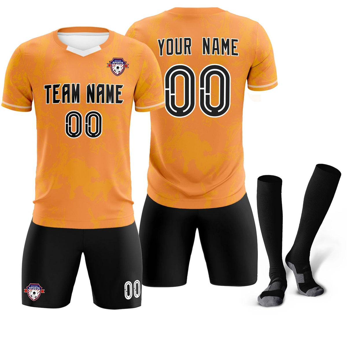 Custom Texas Orange Classic Graffiti Pattern Sportswear Football Kit Jersey