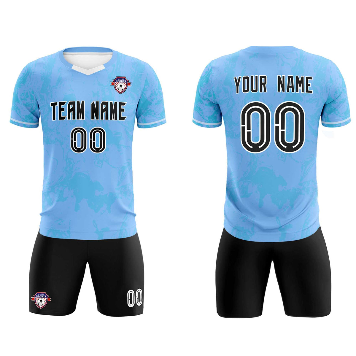 Custom Light Blue Classic Graffiti Pattern Sportswear Football Kit Jersey