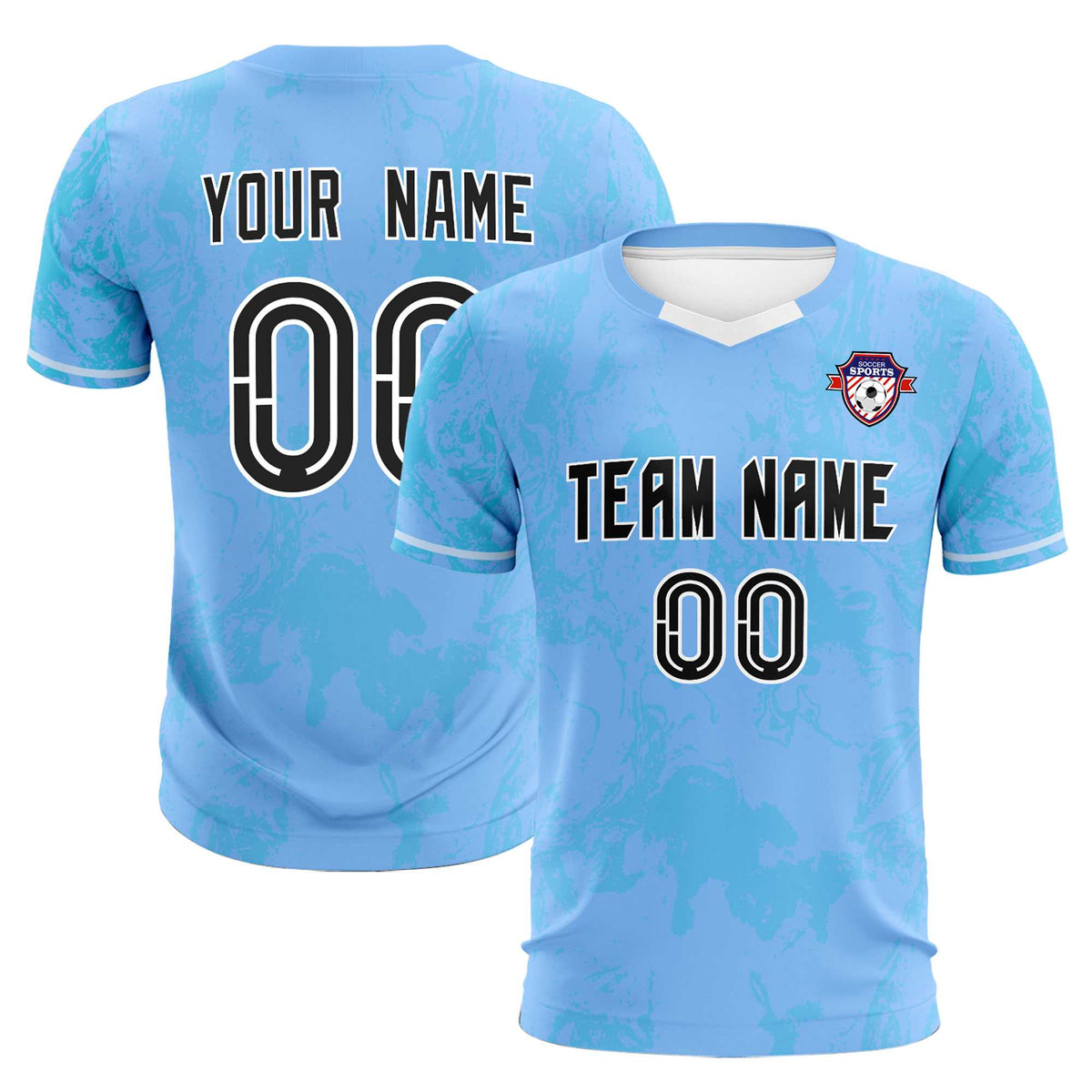 Custom Light Blue Classic Graffiti Pattern Sportswear Football Kit Jersey