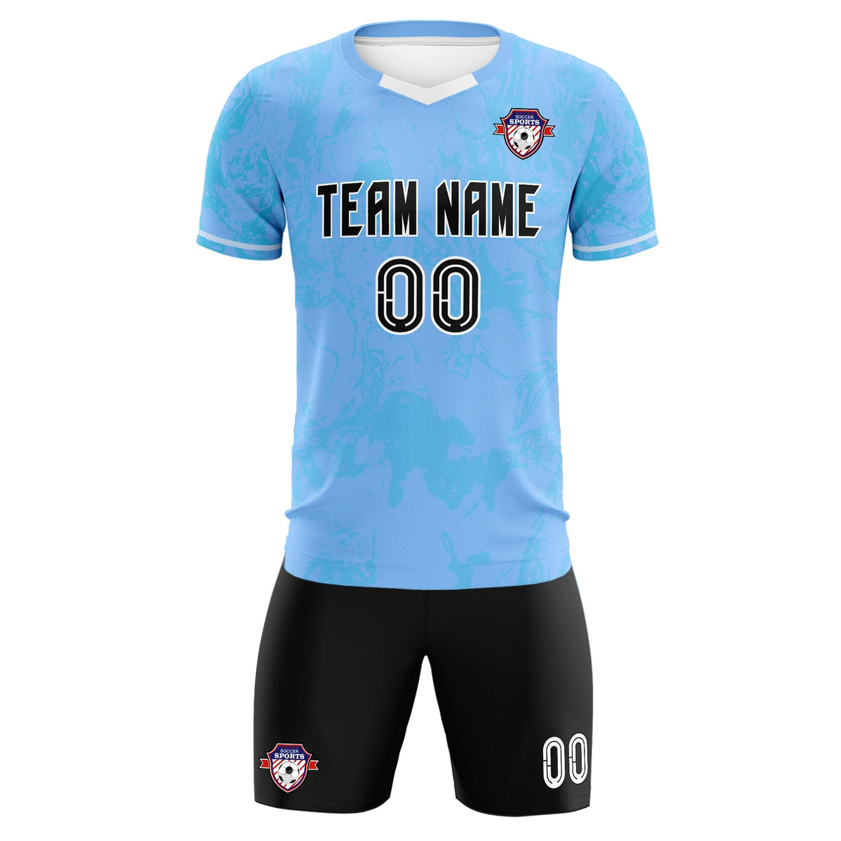 Custom Light Blue Classic Graffiti Pattern Sportswear Football Kit Jersey