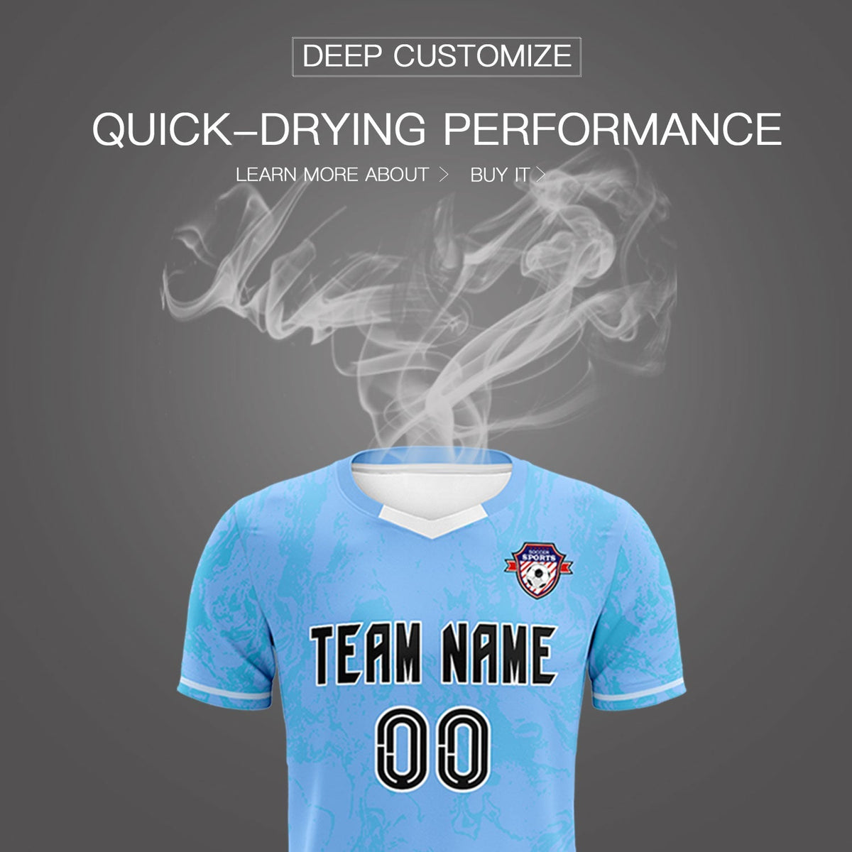 Custom Light Blue Classic Graffiti Pattern Sportswear Football Kit Jersey