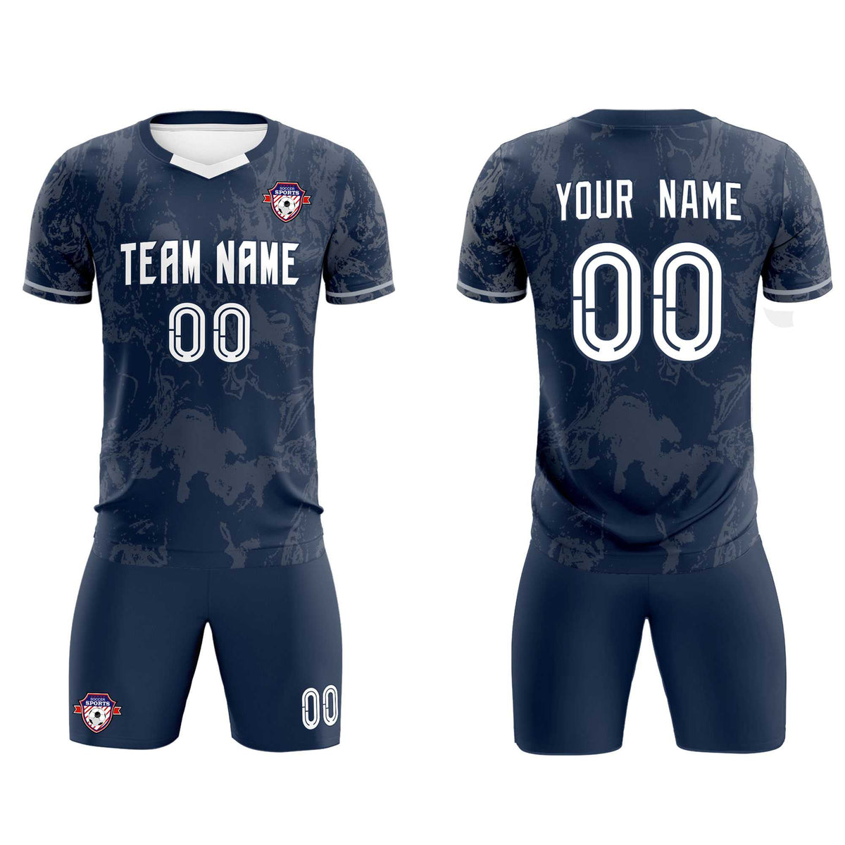 Custom Navy Classic Graffiti Pattern Sportswear Football Kit Jersey