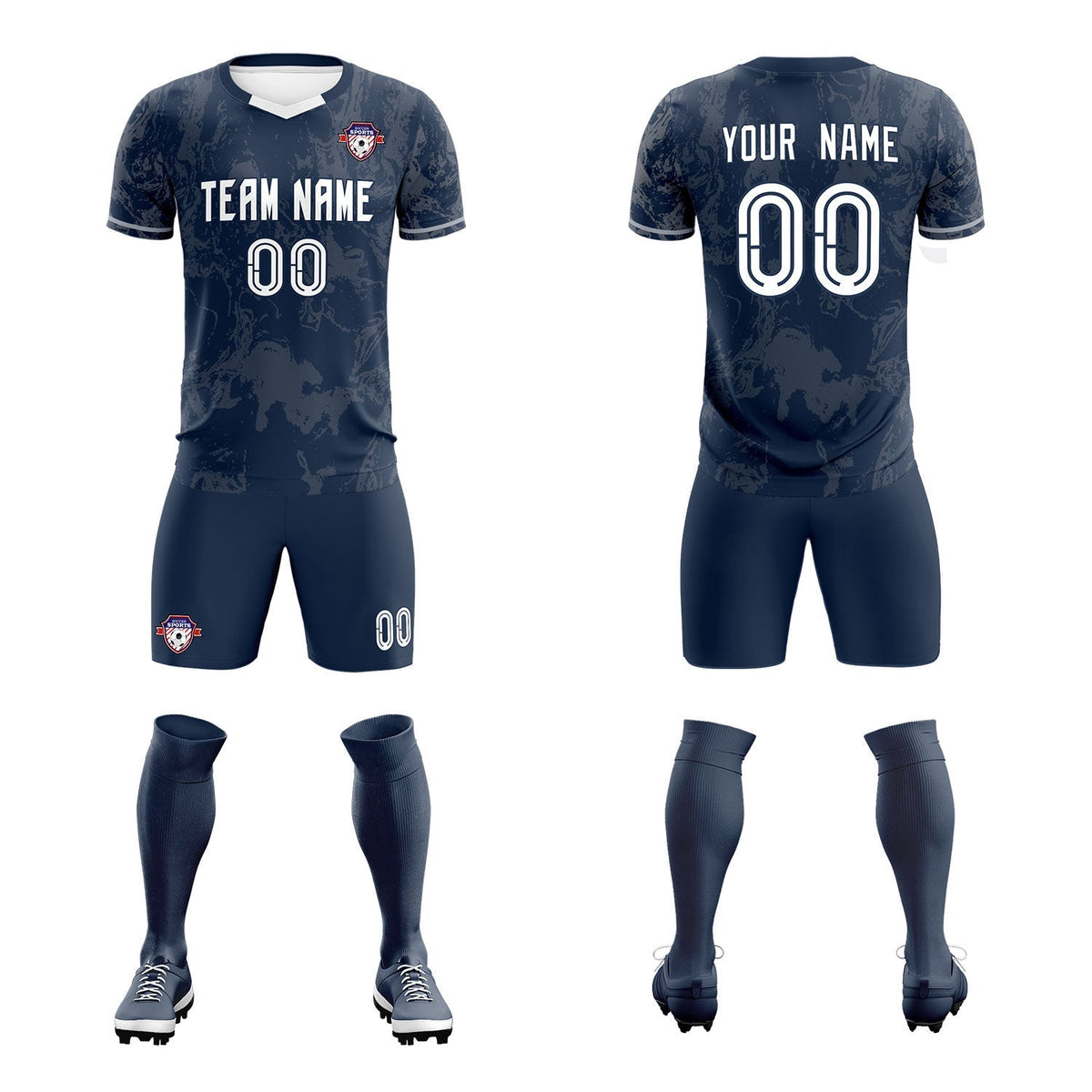 Custom Navy Classic Graffiti Pattern Sportswear Football Kit Jersey