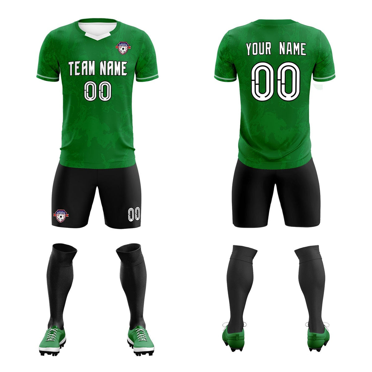 Custom Kelly Green Classic Graffiti Pattern Sportswear Football Kit Jersey