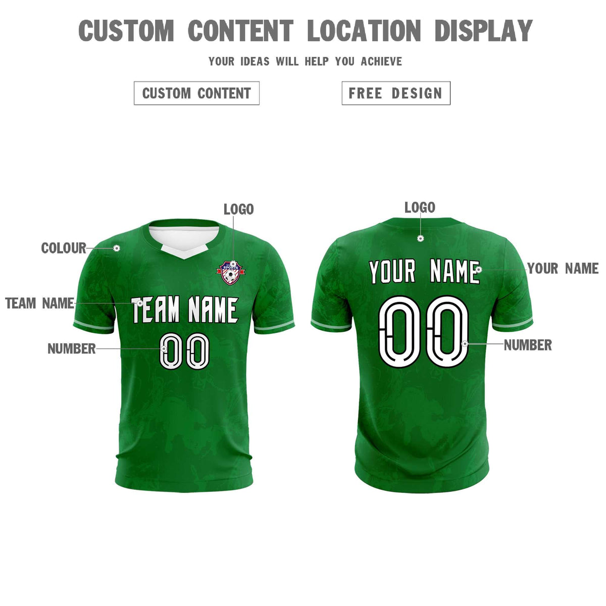 Custom Kelly Green Classic Graffiti Pattern Sportswear Football Kit Jersey
